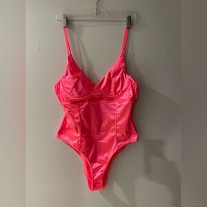Hot Pink Satin Bodysuit size XXL